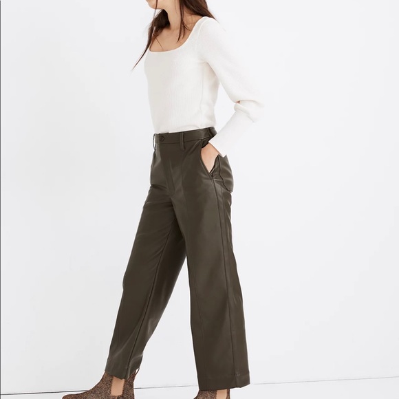 Madewell Pants - Madewell vegan pants+Green faux leather + cropped